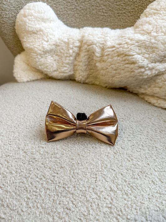 LEATHER LOOK ROSE GOLD BOW